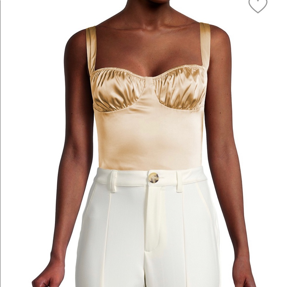 Danielle Bernstein ruched gold bodysuit brand new!